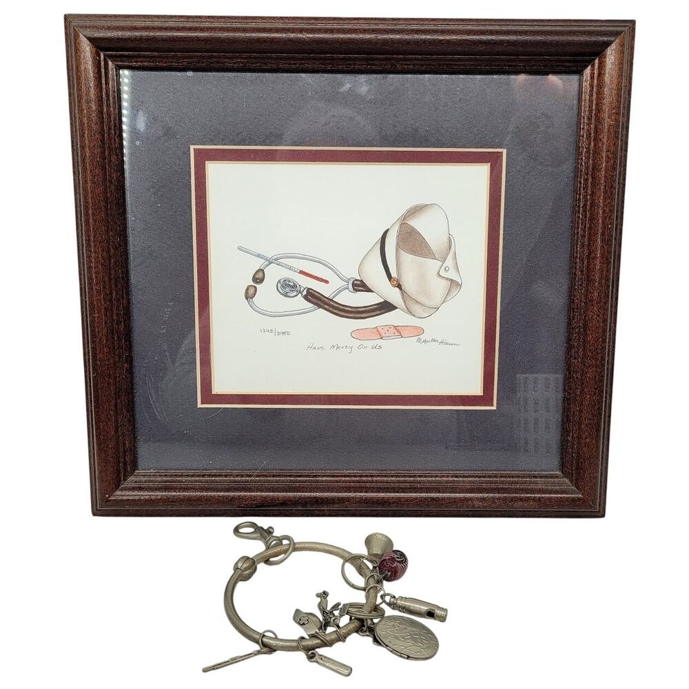 Martha Hinson‎ Have Mercy on Us Nursing Etching Framed Art and Green Rhino Key